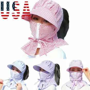 

US Outdoor UV Dust Protection Ear Flap Neck Cover Sun Hat Cap Fishing Hunting Hiking