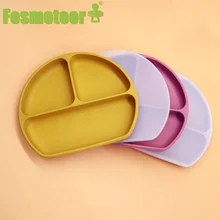 Fosmeteor – ensemble d'alimentation en Silicone pour bébé, Smiley, assiette, fourchette, cuillère, antidérapant, enfants apprennent à manger, vaisselle 