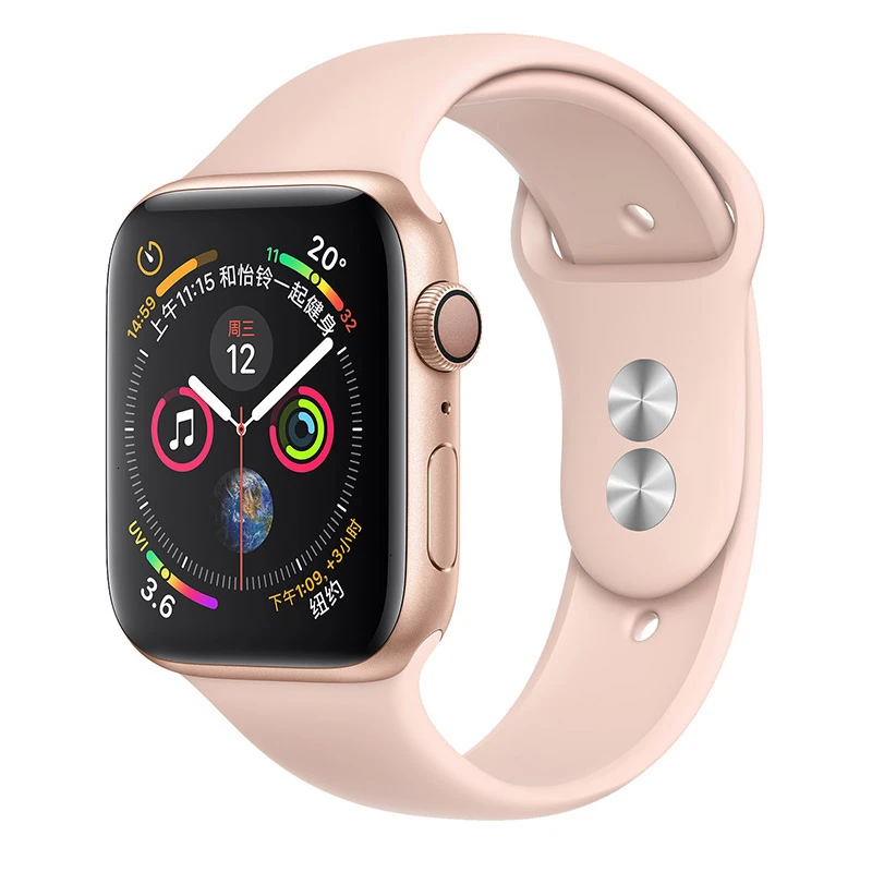 Силиконовый ремешок для Apple Watch band 44 мм 42 мм iwatch series 5 4 3 2 1 браслет 40 мм 38 мм pulseira умные часы аксессуары петля - Цвет ремешка: 37 New Pinksand