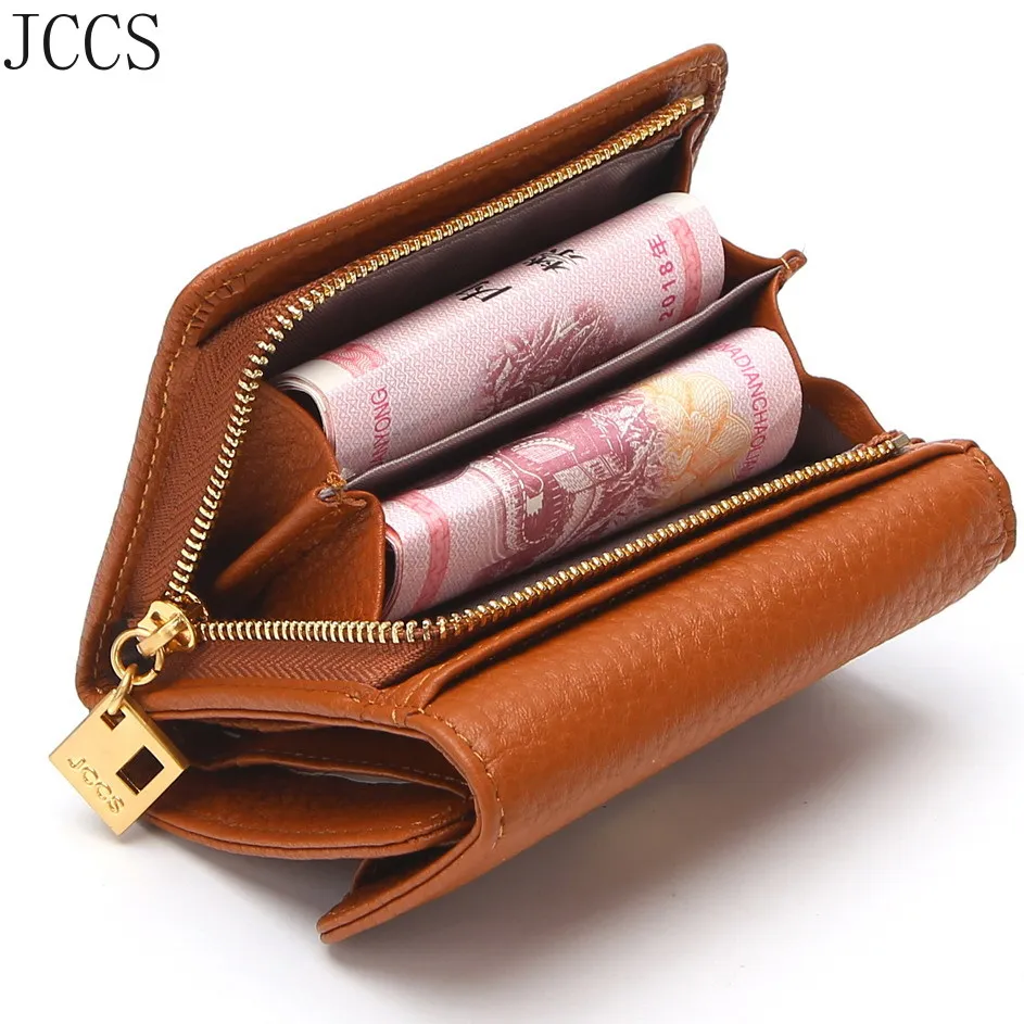 JCCS Designer Wallets Women's Folding Genuine Leather Wallet Ladies Lock Catch Short Purse Clutches Card Holder Purse JCCS Designer Wallets Women's Folding Genuine Leather Wallet Ladies Lock Catch Short Purse Clutches Card Holder Purse