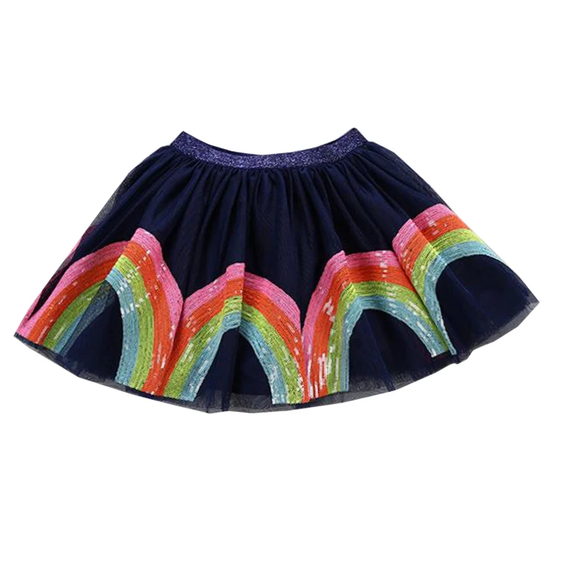 Ballet Tutu Skirt 1-7Y Baby Girl Fashion Print Rainbow Sequin Dance Voile Tutus