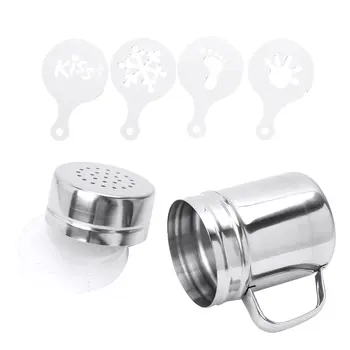 

Kitchen Pepper Shakers Seasoning Jar Powder Shaker Dredger with 16 Pc Printing Molds Stencils for Baking Cooking Home Restaurant