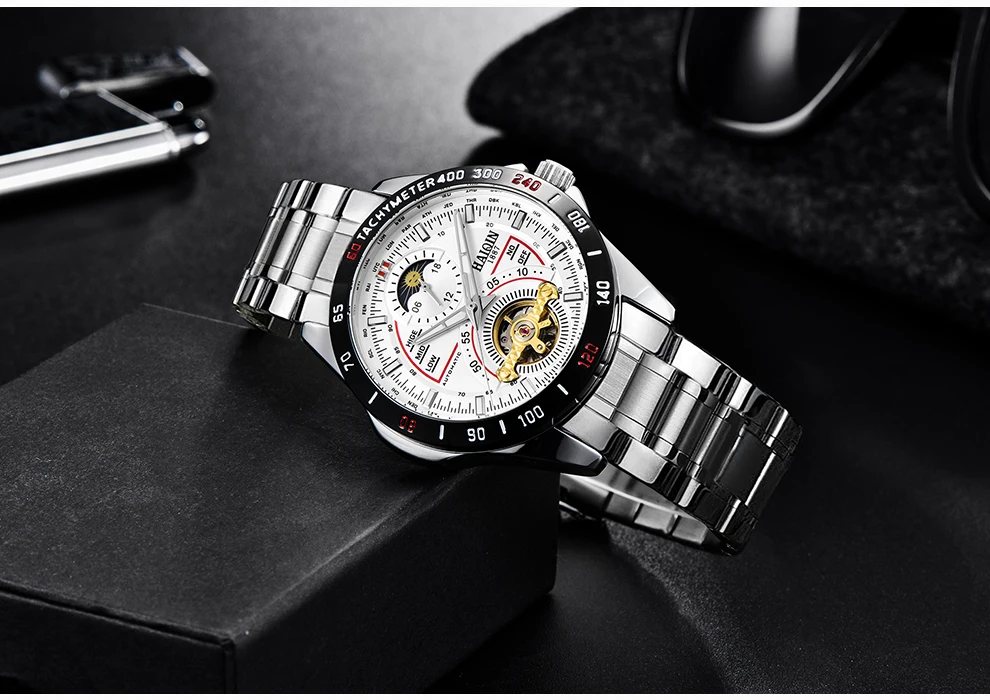 Reloj Hombre HAIQIN брендовые автоматические механические мужские часы спортивные водонепроницаемые мужские золотые наручные часы Relogio Masculino