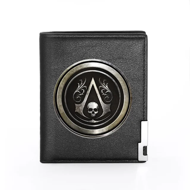 2021 New Fashion Assassin Skull Printing Men's Wallet  Leather Purse For Men Credit Card Holder Short Slim Wallet Pocket Black