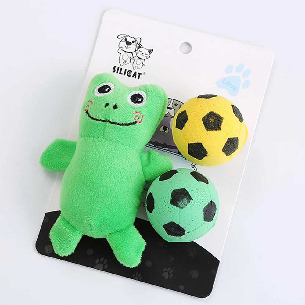 Игрушка для питомца кошки лягушка/медведь плюшевая игрушка с пеной футбольный набор Мультяшные животные лягушка в форме игрушки для кошек товары для домашних животных интерактивные игрушки - Color: A 11.7X9CM