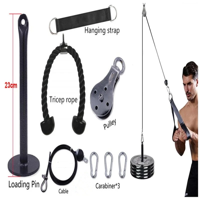 

Система крепления кабеля шкива, регулируемый кабель 2,5 м, для тренажерного зала, дома, тренировок, рука, бицепс, Трицепс, оборудование для ручной тренировки