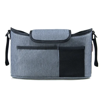 

Baby Stroller Bag Diaper Bag for Baby Stuff,Baby Accessory Organizer Mummy Bag Hanging Carriage Pram Buggy Cart Bottle Gray