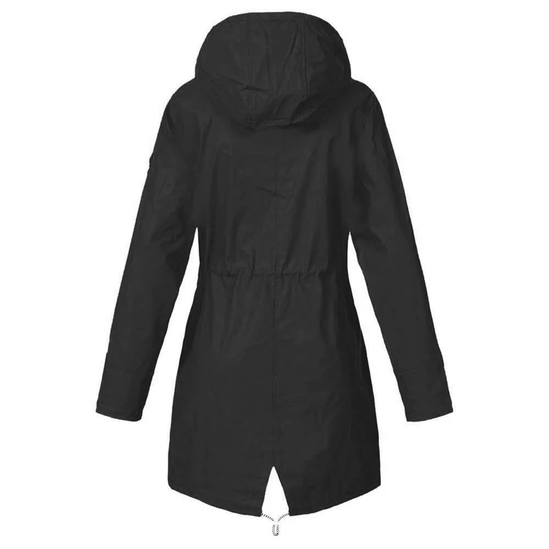 Осенняя длинная куртка с капюшоном Женская куртка-ветровка, ветрозащитная верхняя одежда на молнии с капюшоном Спортивные джоггеры женские тонкие пальто однотонные куртки