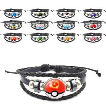 

Anime Pokemon Poke Ball Bracelet Cosplay Pokemon Go Time Gem Cabochon Metal Wristband