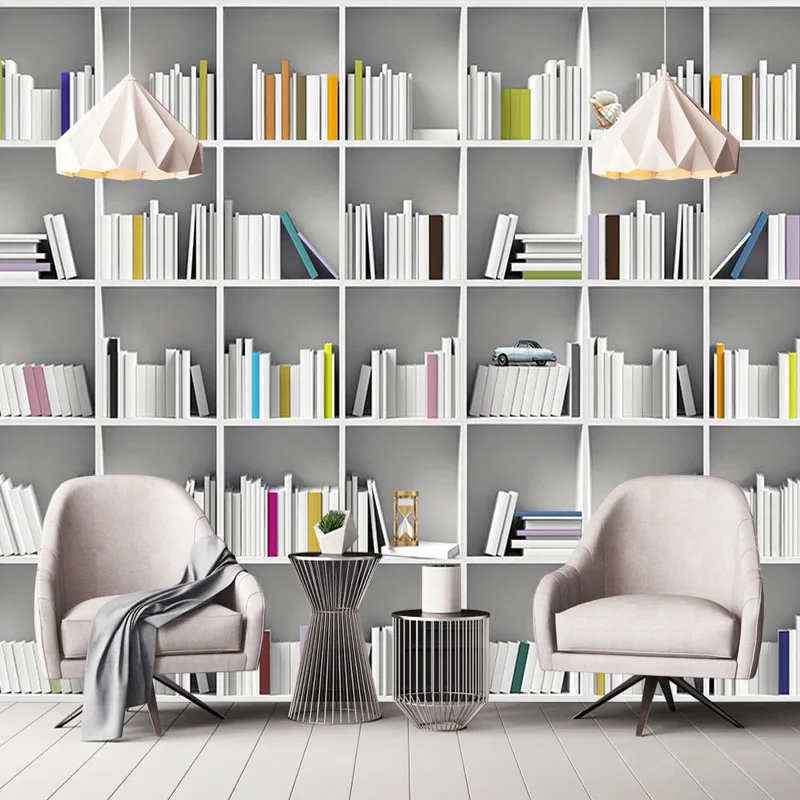 Красный Винтажная 3D креативная книжная полка обои для библиотеки книжный шкаф Кофейня кабинет фон Настенный декор настенная роспись - Цвет: Красный