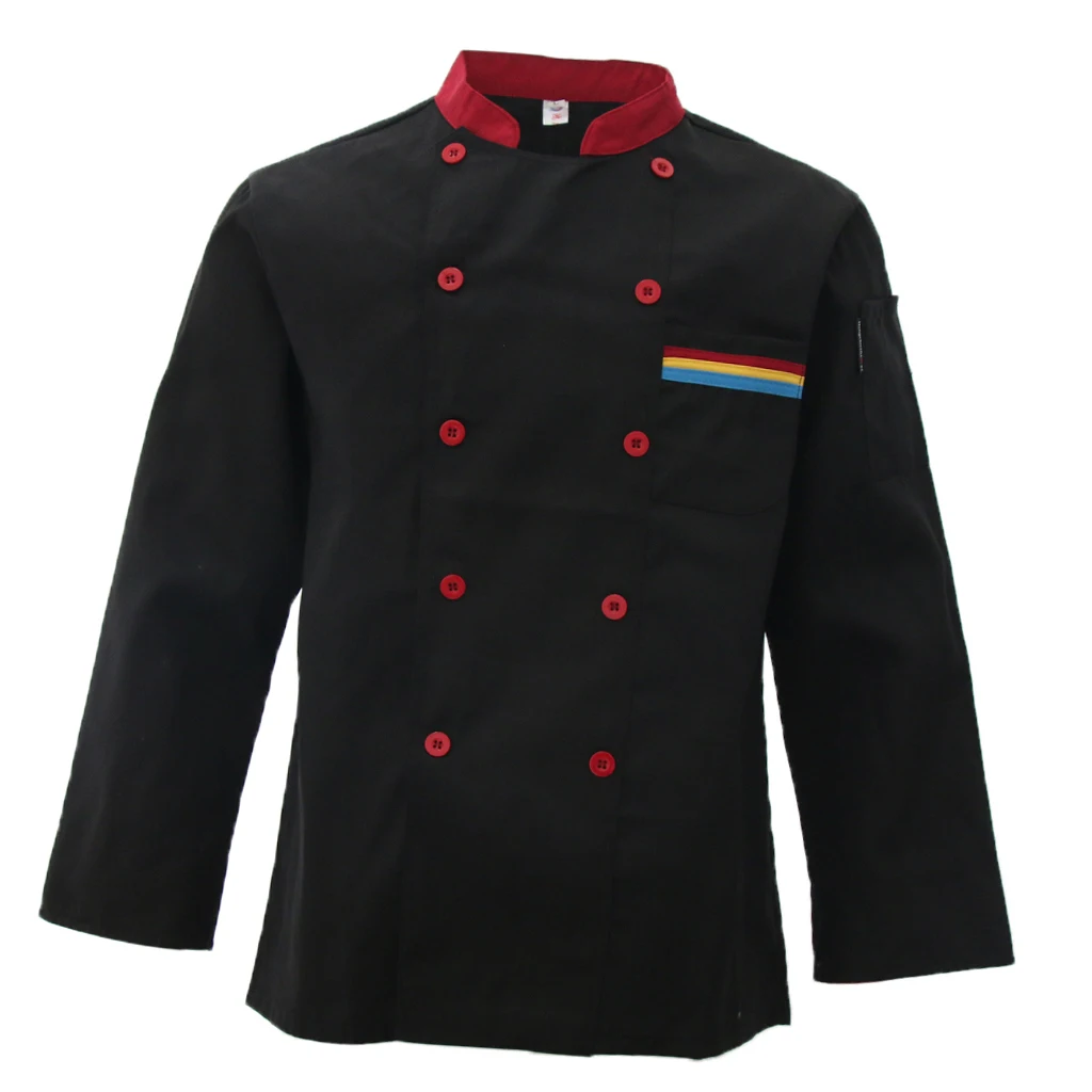 Unisex Long Sleeve Chef Apparel Jackets Coats Restaurant Hotel Uniform Red