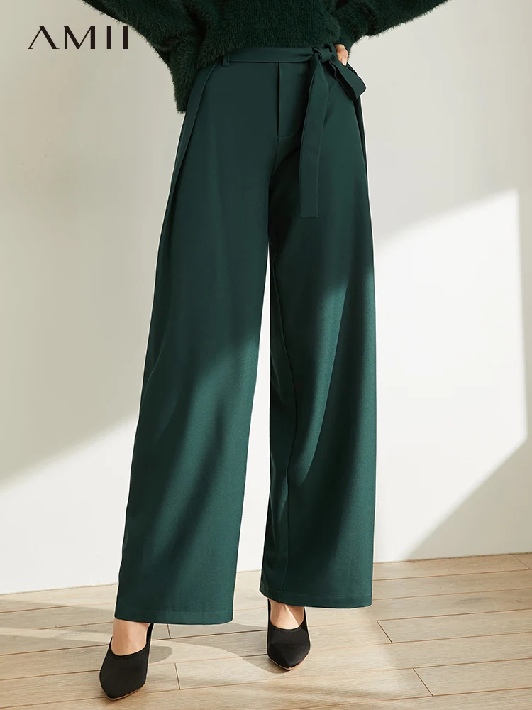 

Amii Minimal Fashion Trend Western Style Casual Pants Women 2019 Fall New Loose Strap Joker Commuter Leg Pants