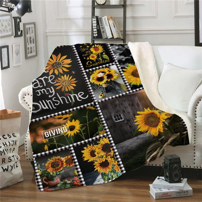 Sunshine Sunflowers узор домашний плед диван кровать теплая мягкая зимняя одеяло многофункциональная кроватка покрывало