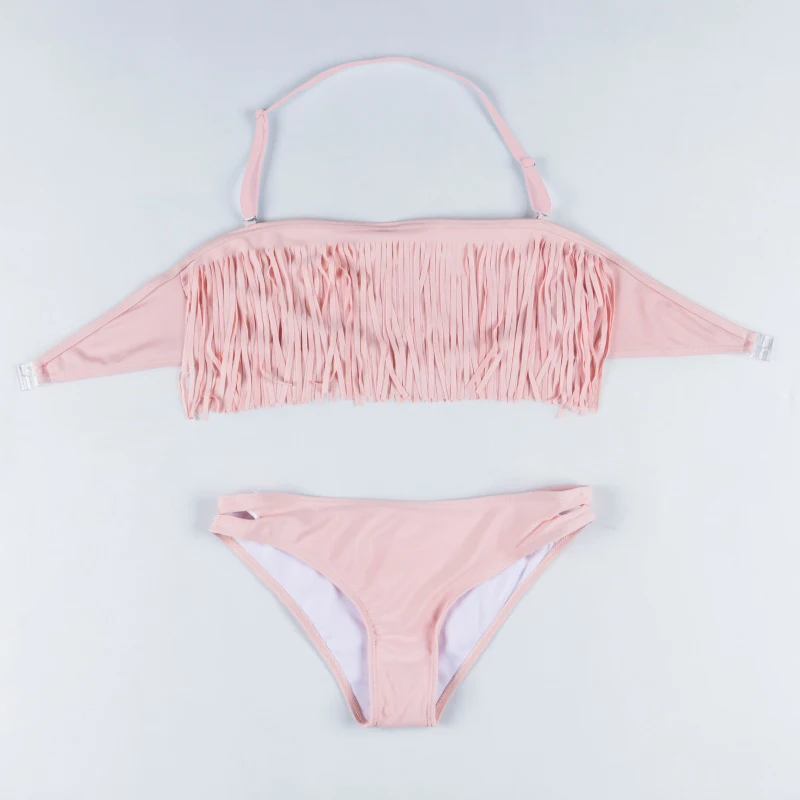 Женский купальный костюм Vs Secret розовое бикини с бахромой женский высокой