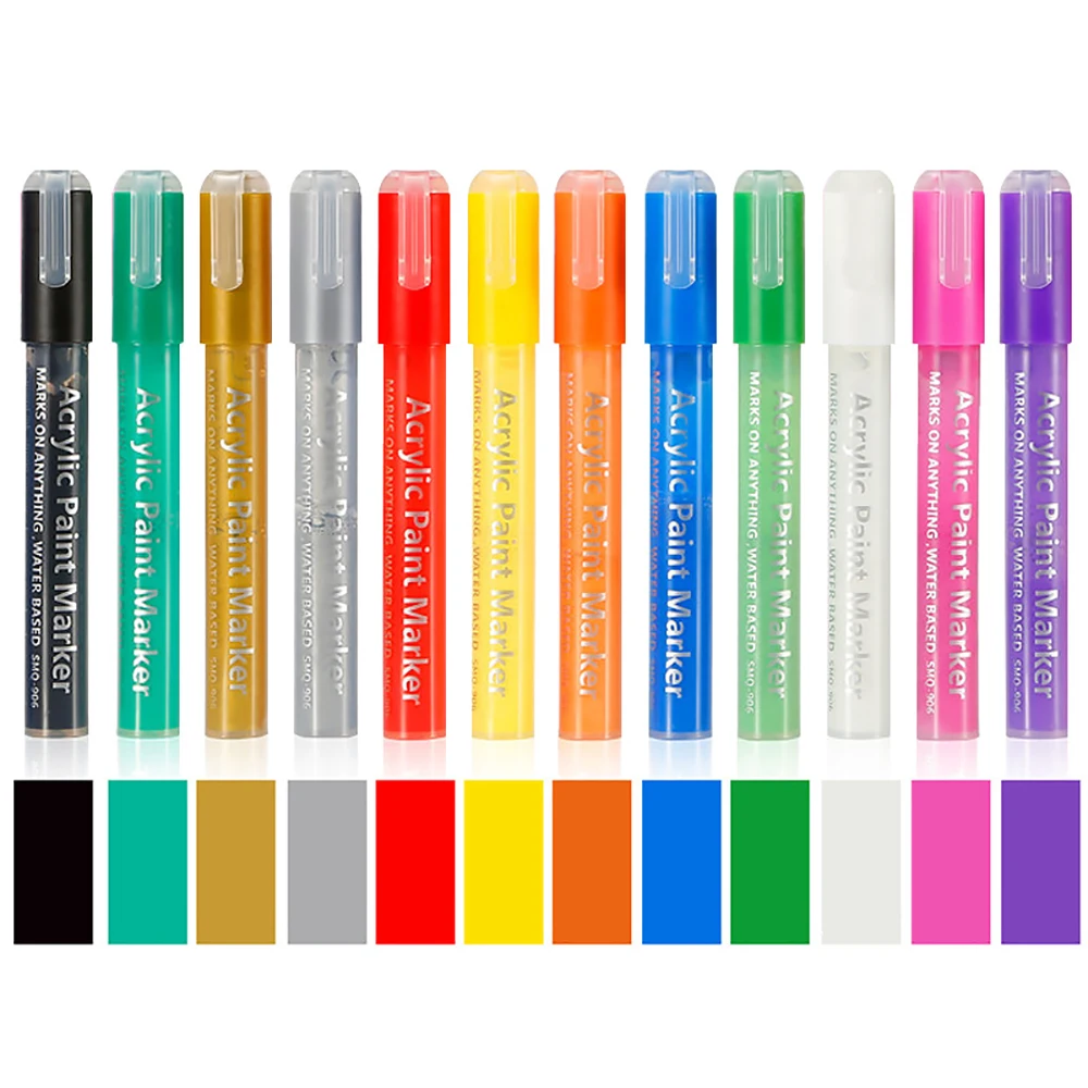 1 set of 12 B sets Double head acrylic marker graffiti textile oily marker