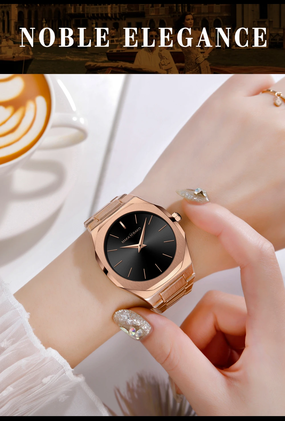 Drop shipping A+ Quality Full Stainless Steel Band Japan Quartz Movement Waterproof Women Rose Gold Ladies Luxury Wrist Watch
