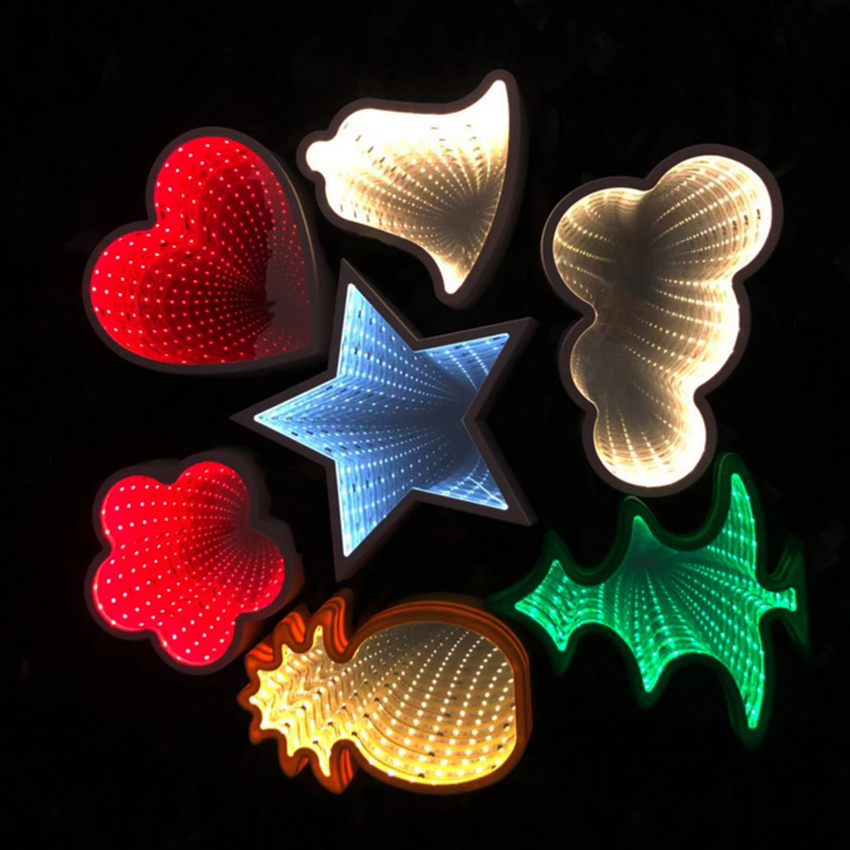 

3D Novelty Stars Clouds Christmas Tree Night Light Infinity Mirror Tunnel Lamp For Kids Creative LED Night Light Decoration Lamp