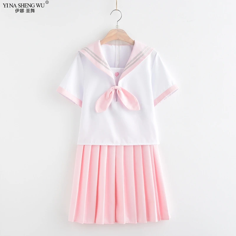 Sakura Light Pink Suits Japanese School Uniform Skirts JK Girls Clothing Sailor Cosplay College Female Students Costume | Тематическая