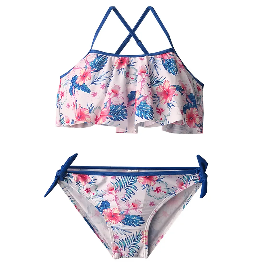 Купальник для девочек 2019 комплект бикини с цветочным принтом больших из 2
