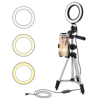 

6.3 inch Selfie LED Ring Light Dressing Table Vanity Mirror Light Dimmable USB Phone Makeup Lamp Video Live Studio Lighting