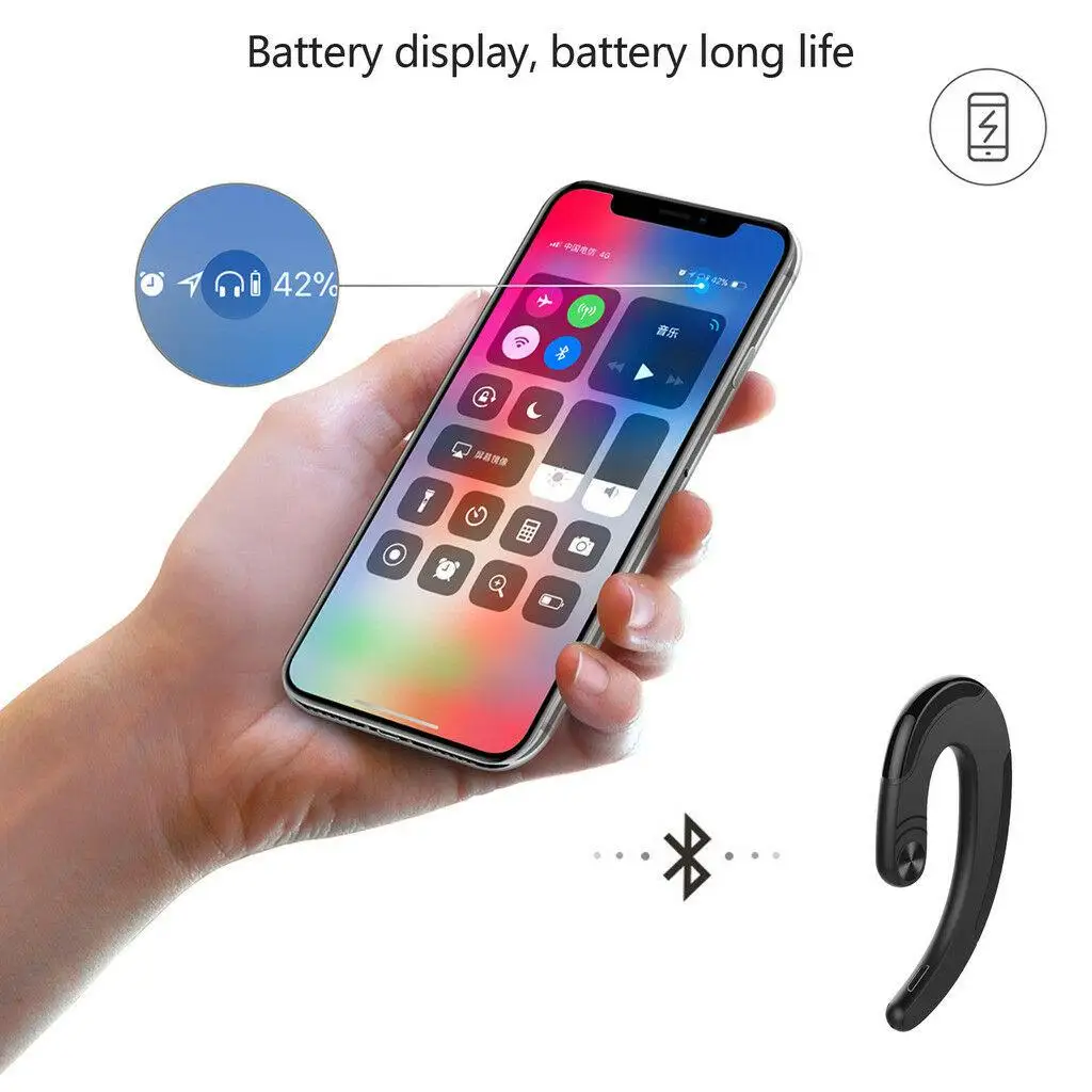 Noise Cancelling Wireless Bluetooth Headphone Sport Earphone Handsfree with Microphone for iPhone Android Cell Phones