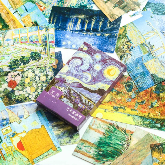 30 Sheets/Set Van Gogh Oil Painting Postcard Vintage Art Paintings Postcards Greeting Message Cards Student Gift Stationery