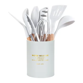 

9/10/11/12Pcs Marbled Cooking Tools Sets Wood+Silicone Kitchen Utensils Turner Tongs Spatula Spoon Whisk Kitchenware