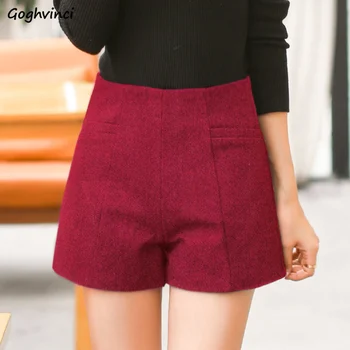 

Shorts Women Autumn Winter Trendy Thicker Warm Elegant All-match Pocker Zipper Trendy Korean Style Ladies Female Womens Short