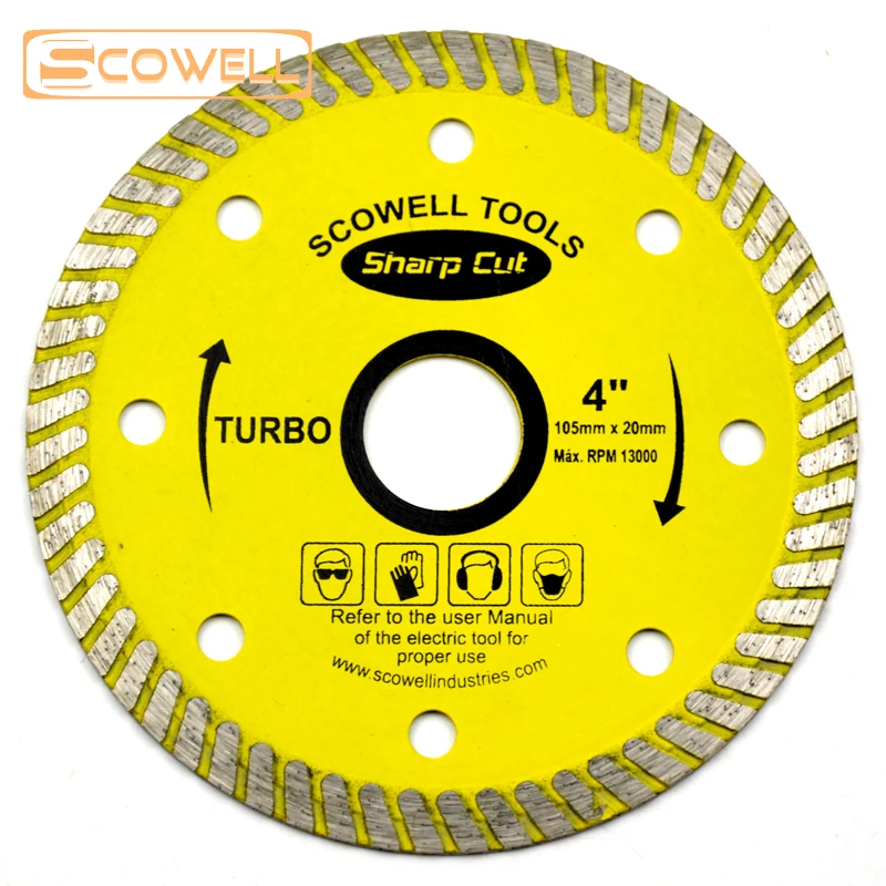 

4" Inch Turbo Diamond Cutting Disc Hot Pressed Segement Saw Blades For Brick Tile Marble 105mm Concrete Cut Wheel