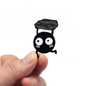 

20pcs/lot Enamel Pin Hayao Miyazak Anime Brooches Spirited Away SOOT SPRITE Badge Lapel / Hat Pins Denim Jacket Oil Drop Pin D63
