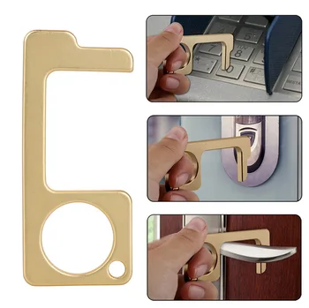 

Portable Press Elevator Tool Hand Antimicrobial Alloy EDC Door Opener Door Handle Key Metal Portable Door Opener