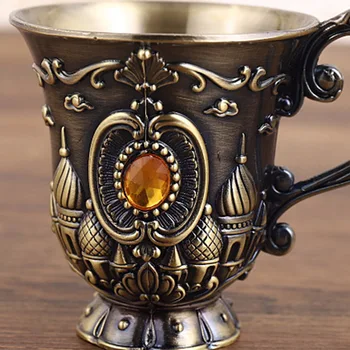 

Middle Eastern Crafts Old Fashioned Metal Vintage Small Goblet Wedding Gifts Cup Carving Castle Flower Pattern King Wine Glass