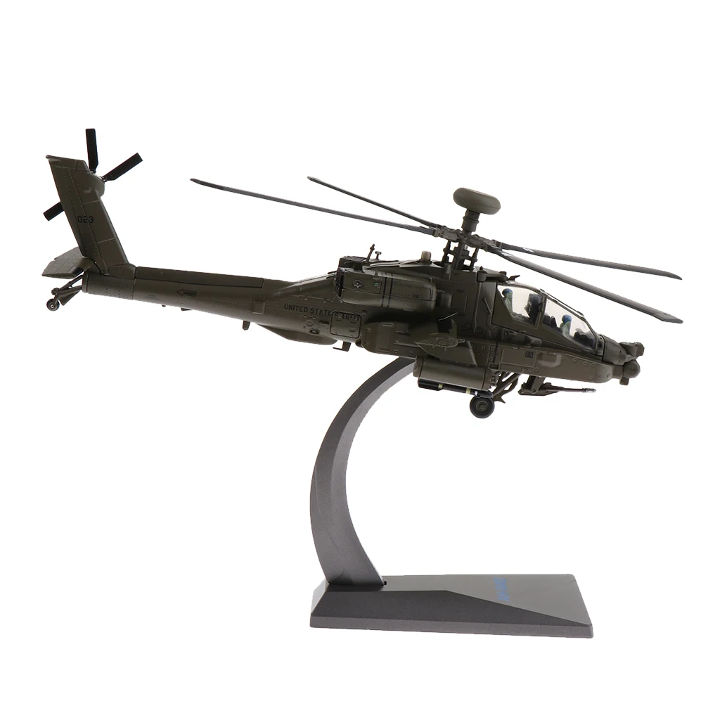 1:72 AH64 Apache Helicopter Model Kit with Stand, Realistic Army Airplane Model, Decoration for Home Office Table Shelf Desktop