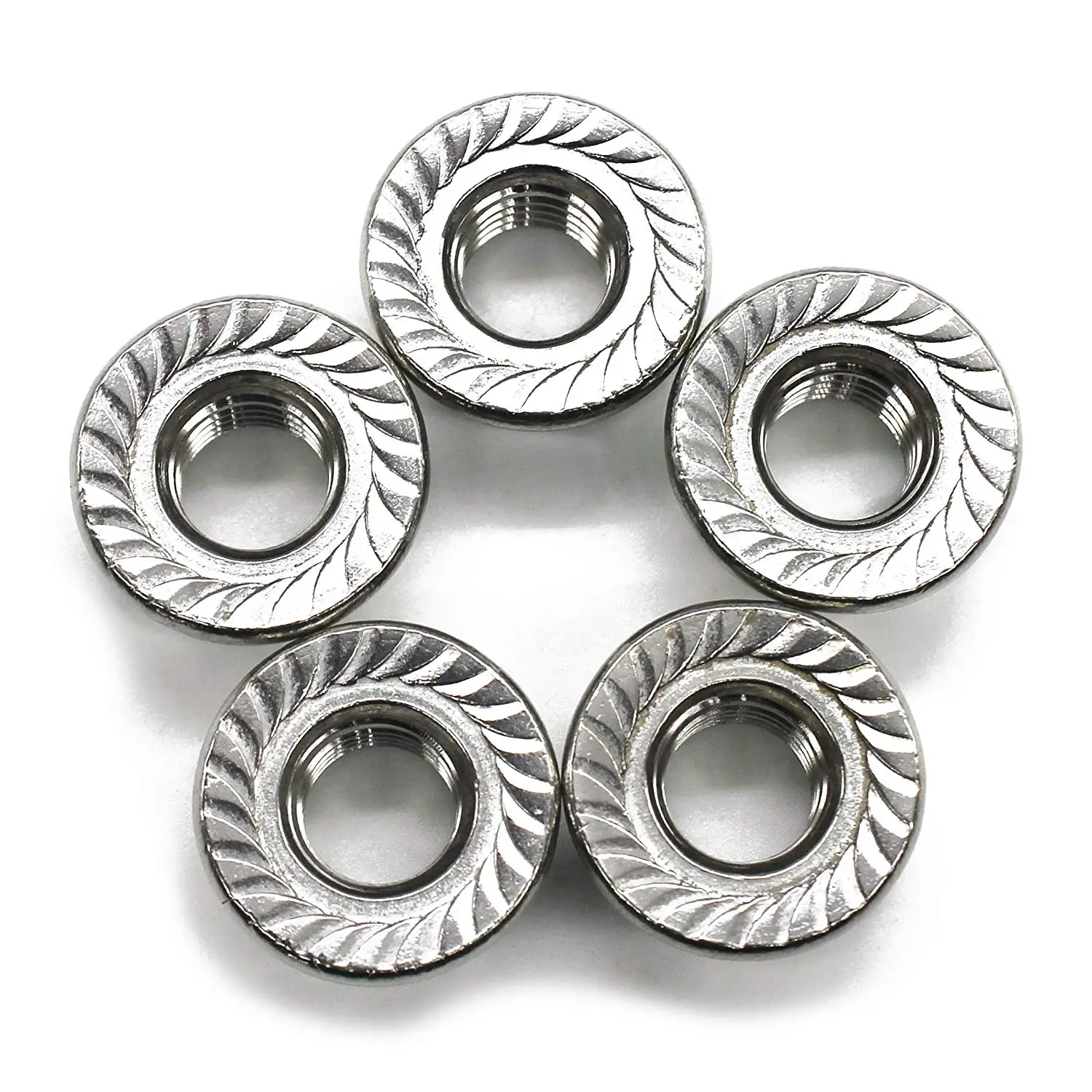 

M10 x 1.5mm Flange Nuts, 10Pcs Serrated Hex Flange Lock Nuts,304 Stainless Steel,Bright Finish,by FullerKreg