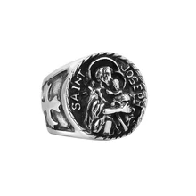 Религиозный серебряный крест Девы Марии кольца для мужчин из нержавеющей стали кристалл Сакральная леди Guadalupe кольцо украшения для католиков