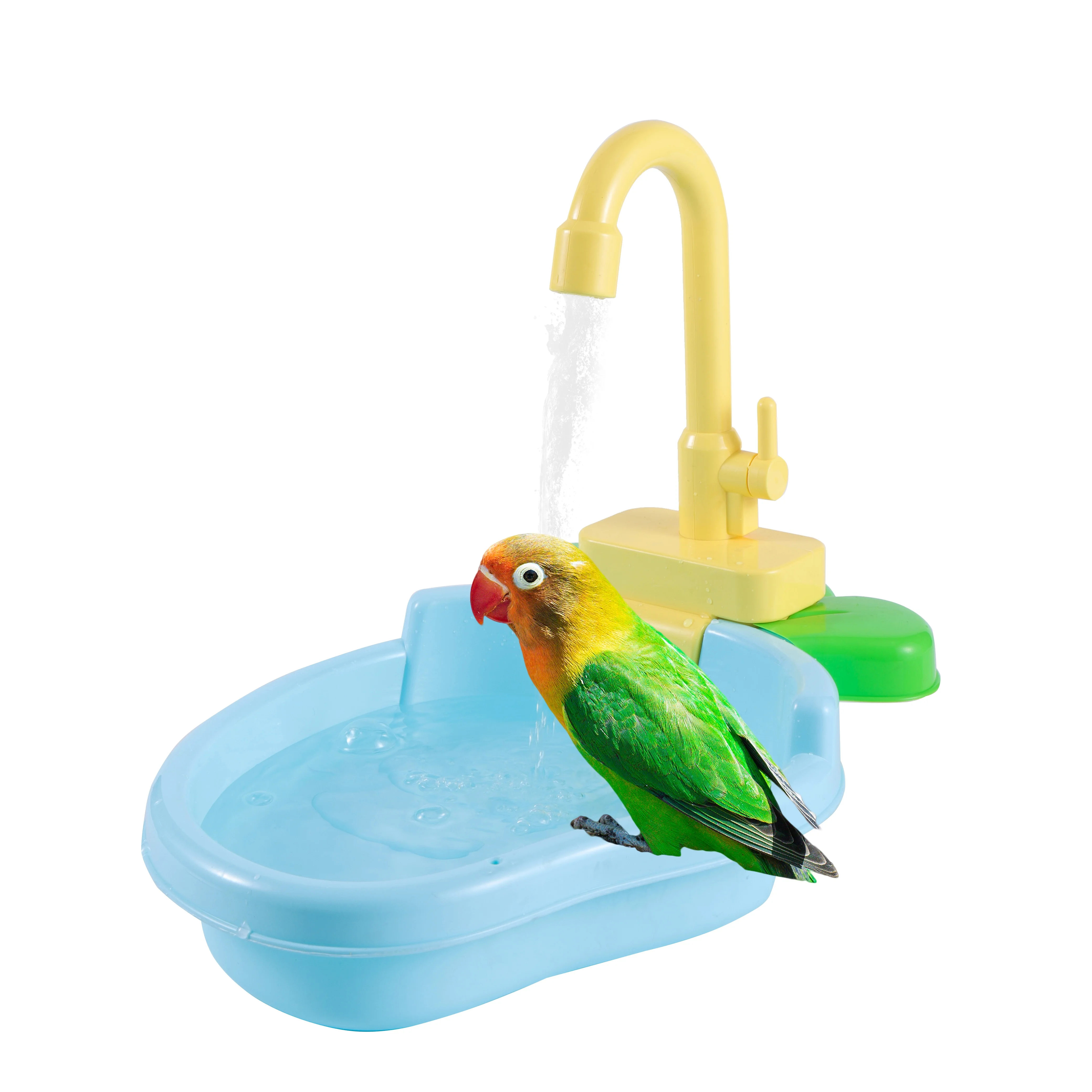Washranp Bañera para Pájaros con Cubierta Superior Transparente Mascota Pájaro Loro Bañera Transparente para Bañera Caja De Ducha Jaula Colgante Decoración Accesorio para Jaula De Pájaros Azul 