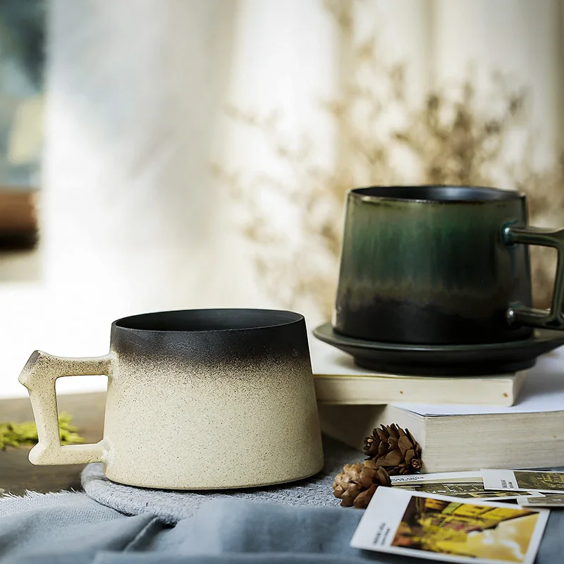 

FANTERCY Upmarket Retro Coffee Cup Handmade Ceramic Mug Japanese Style Creative Office Cup Reusable Cup Tea Time Couple Gift