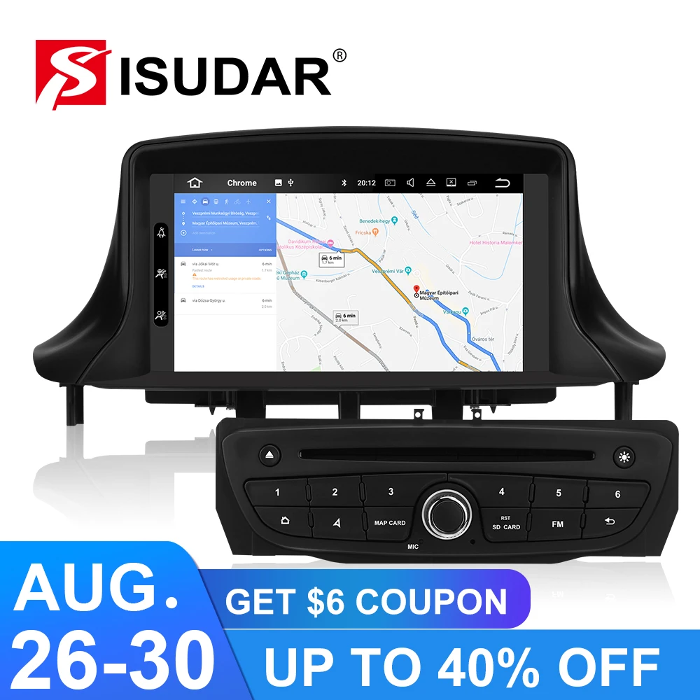 

Isudar 1 Din Automotivo Radio Android 9 For Renault/Megane 3 Fluence GSP Car Multimedia DVD Player 8 Core RAM 4G ROM 64G DSP DVR