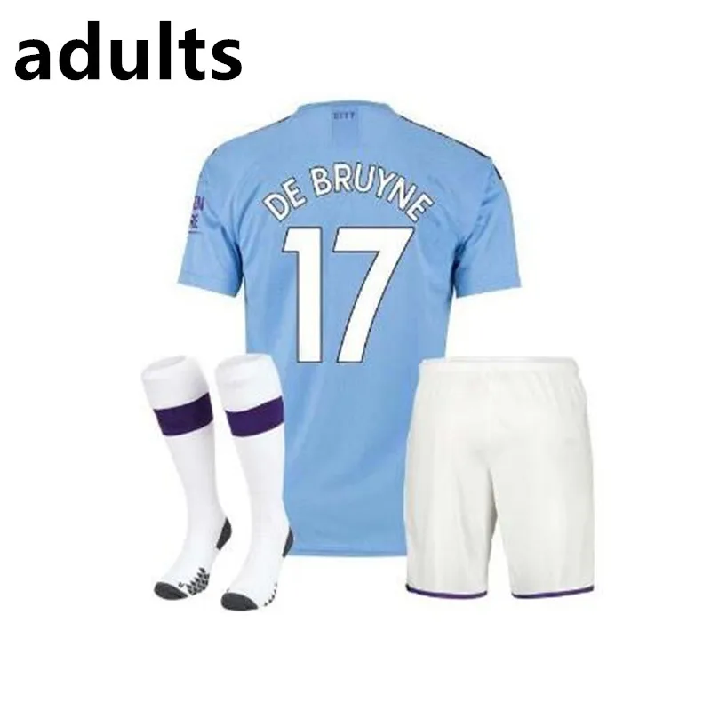Комплект для взрослых Футбольная Футболка «Манчестерский город» JESUS DE BRUYNE KUN AGUERO MAHREZ G. JESUS BERNARDO SANE SILVA футболка для футбола - Цвет: shirt