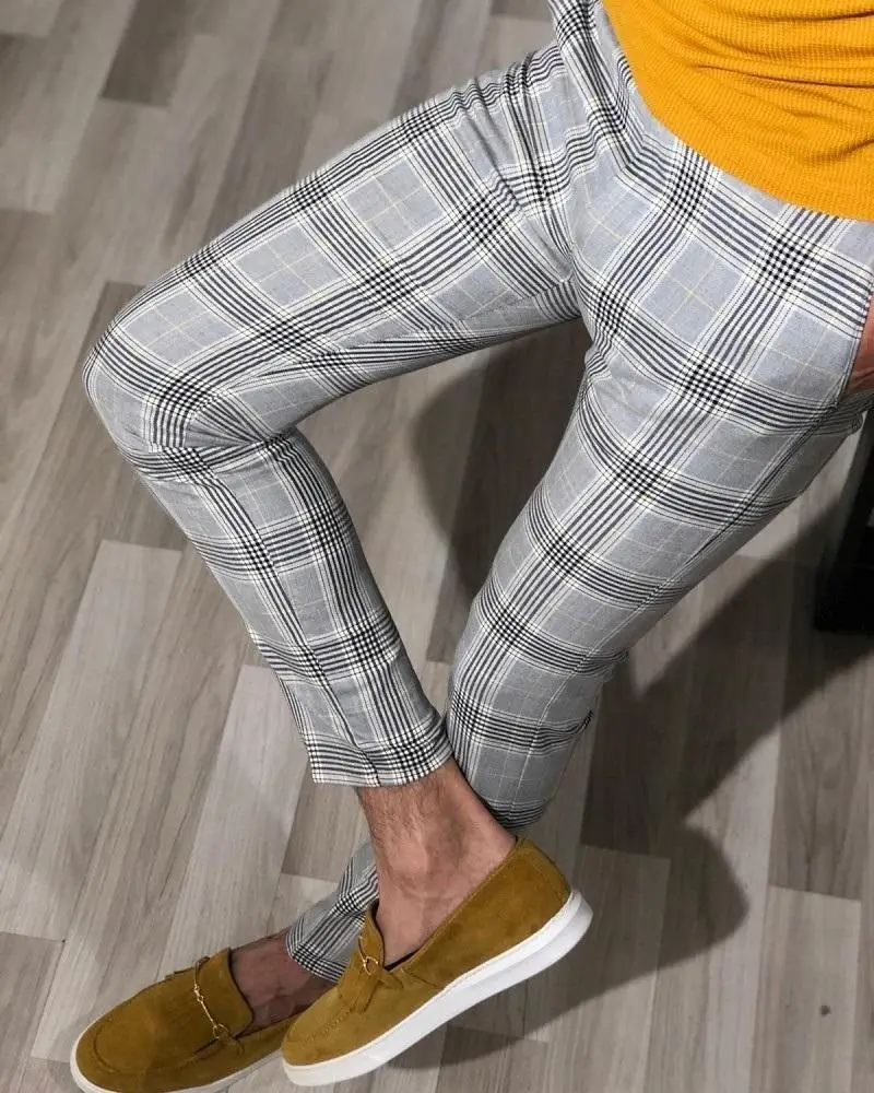 mens skinny checked joggers