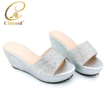 

Luxury Shoe Women 2020 Italian In Women High Quality African Wedding Shoes Decorated with Rhinestone Wedding Shoes Bride Cristal