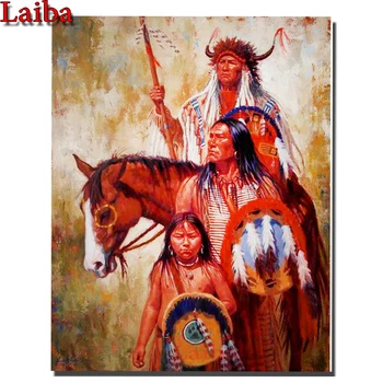 

Figure DIY 5D Full Drill Diamond Painting Indian tribe people Style Embroidery Cross Stitch Kit Rhinestone Home Decoration Craft