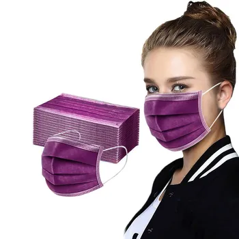 

50 Pcs Disposable Face Mask Fashion Purple Non-Woven 3 Layer Face Masks For Germ Protection For Adults Mascarillas Flag Bandana