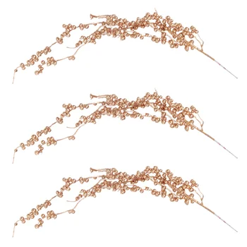 

3pcs Christmas Simulated Berry Foam Branches Christmas Tree Branch (Golden)