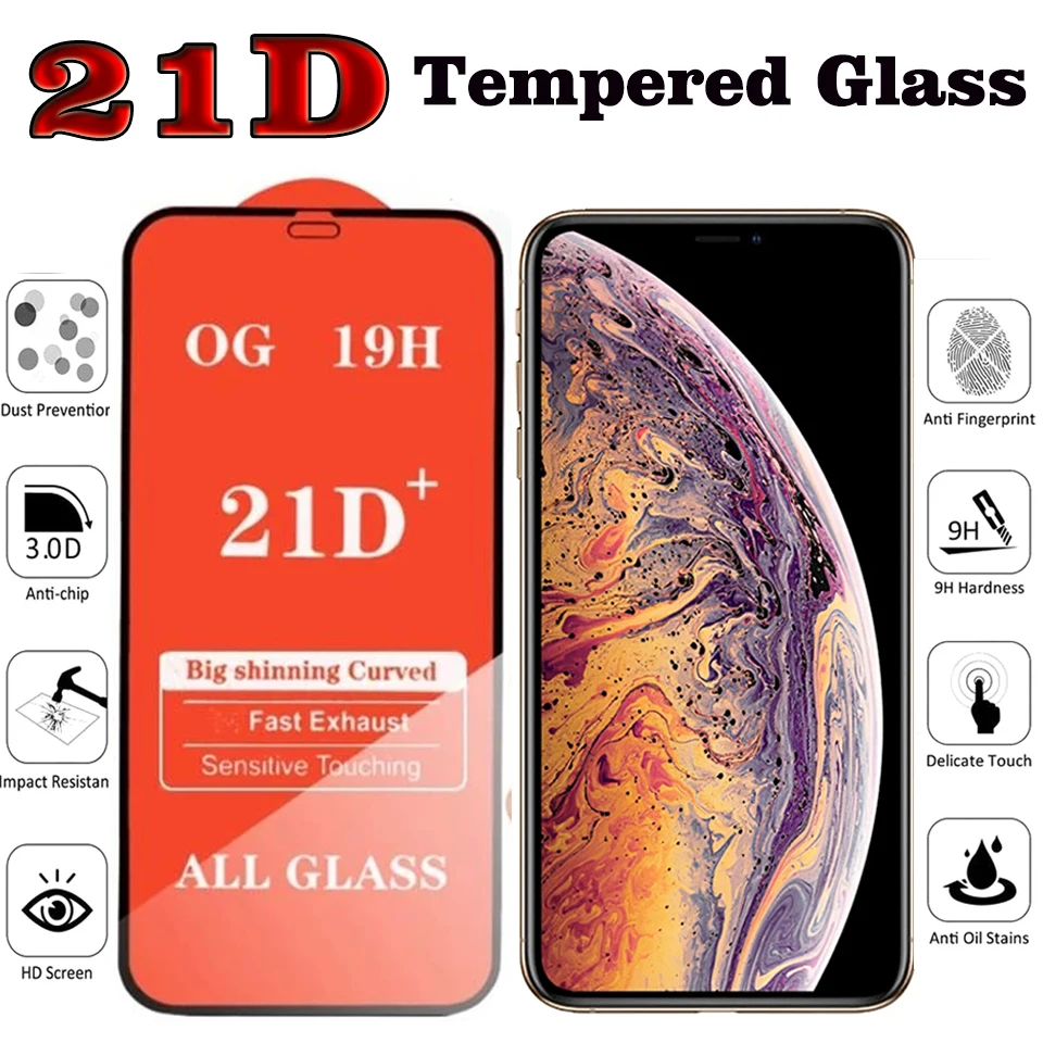 100pcs/lot Tempered Glass For iPhone 12 Pro Max Mini Screen Protector Film For 11 Pro Max 6 7 8 Plus XR XS Max X 12Pro 11Pro 21D
