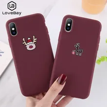 Lovebay винно-красный Рождественский чехол для iPhone X XR Xs Max 5 5 5S SE мультфильм Лось мягкие ТПУ чехлы накладки для iPhone 6 6s 7 8 Plus