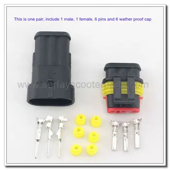 

3 pin waterproof power connector for mobility scooter parts power wheelchair and car 1.5 SERIES 5P PL