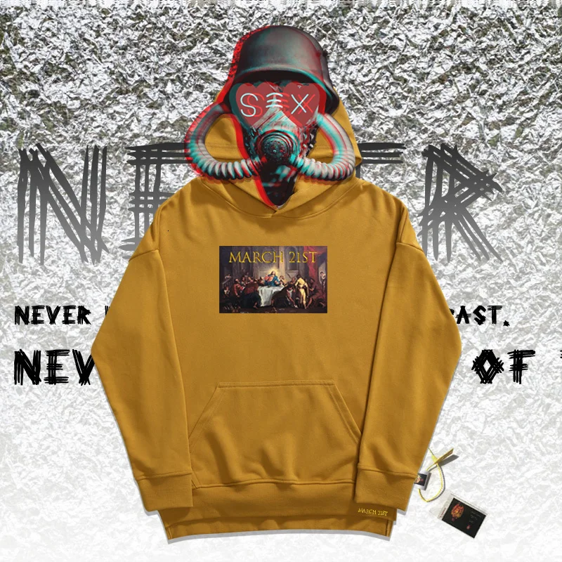 С капюшоном; rap sudaderas hombre; классические толстовки; Фирменные наклейки с принтом; модный бренд; карман; Свободный стиль; пальто - Цвет: Banana yellow