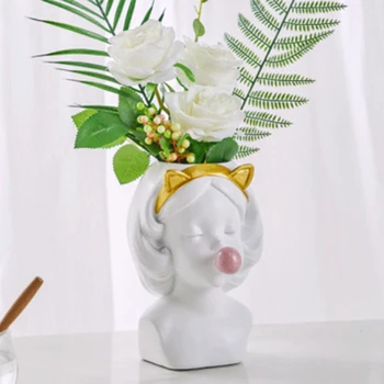 

Cat Ears Little Girl Blowing Bubbles Succulent Flower Pots Nordic Vases Home Desktop Decoration