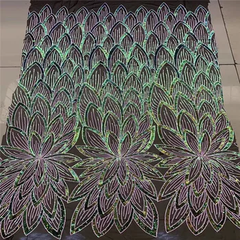 

Latest Nigerian Tulle Lace 2019 green sequins French Net Beaded Lace Fabric For Nigerian Wedding Embroidery African Lace Fabric